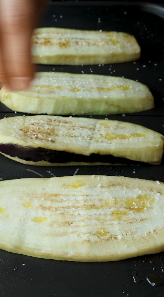 eggplant being seared